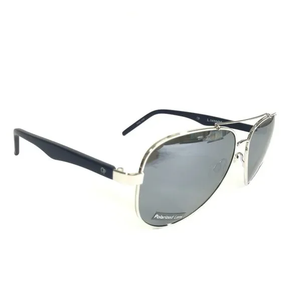Op Ocean Pacific Sunglasses FAR OUT U SILVER Navy Blue Aviators Mirrored Lenses - Picture 3 of 15